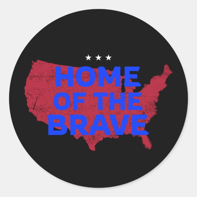 USA Zuhause of the Brave. Patriotische Aufkleber (Vorderseite)