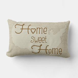 USA - Zuhause Sweet Zuhause burlap-Look individuel Lendenkissen