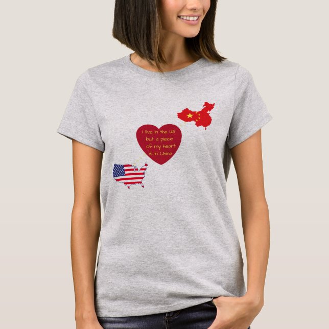 USA zum China-Herz-T - Shirt (Vorderseite)