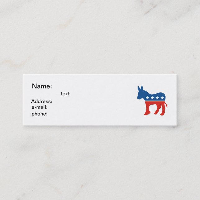 USAdemokrat-Partyesel USA Mini Visitenkarte (Vorderseite)