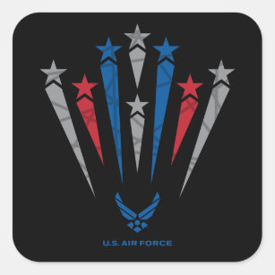 USAF  Rote, graue und blaue Sterne Quadratischer Aufkleber