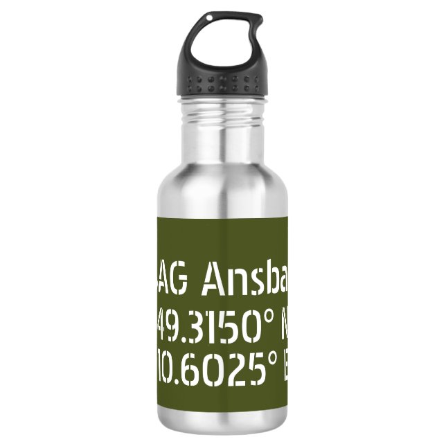 USAG Ansbach Latitude Longitude Edelstahlflasche (Vorderseite)