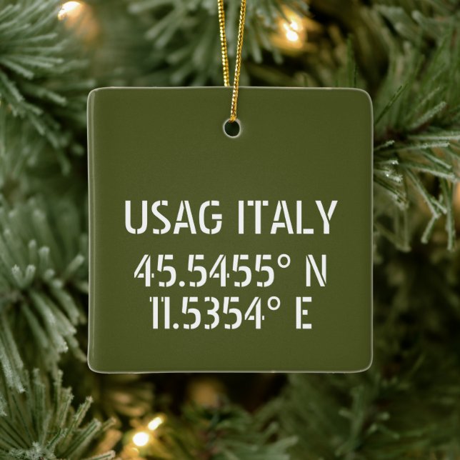 USAG Italien Latitude Longitude Personalisiert Keramikornament (Baum)