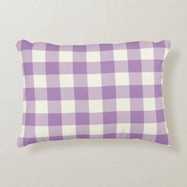 Usambaraveilchen-Gingham-Muster-Akzent-Kissen Dekokissen (Vorderseite)