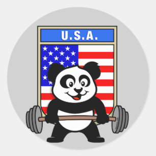 USAweightlifting-Panda Runder Aufkleber