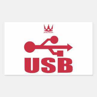 USB(赤) RECHTECKIGER AUFKLEBER