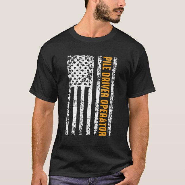 USB-Flag für Pile Driver Operator T-Shirt (Vorderseite)