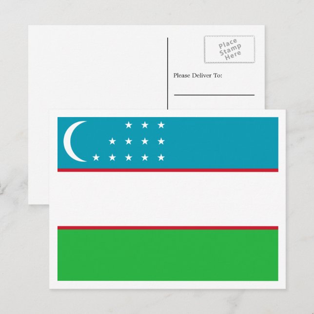 usbekische Flagge, Flagge Usbekistans Postkarte (Vorne/Hinten)