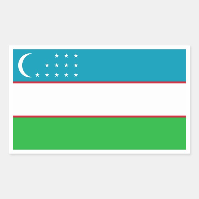 usbekische Flagge, Flagge Usbekistans Rechteckiger Aufkleber (Vorderseite)
