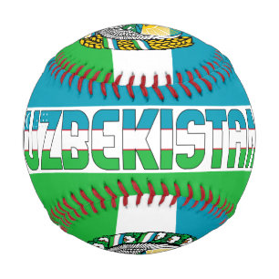 Usbekische Flagge und Wappen Patriotisch Baseball