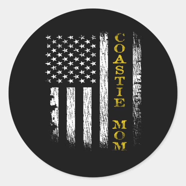 Usbekische Küstenwache Uscg Coastie Mama Flag Runder Aufkleber (Vorderseite)