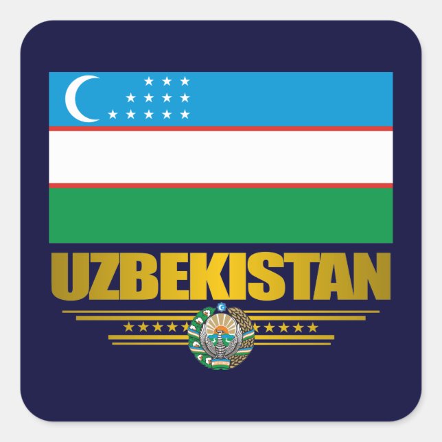 "Usbekischer Stolz" Quadratischer Aufkleber (Vorderseite)