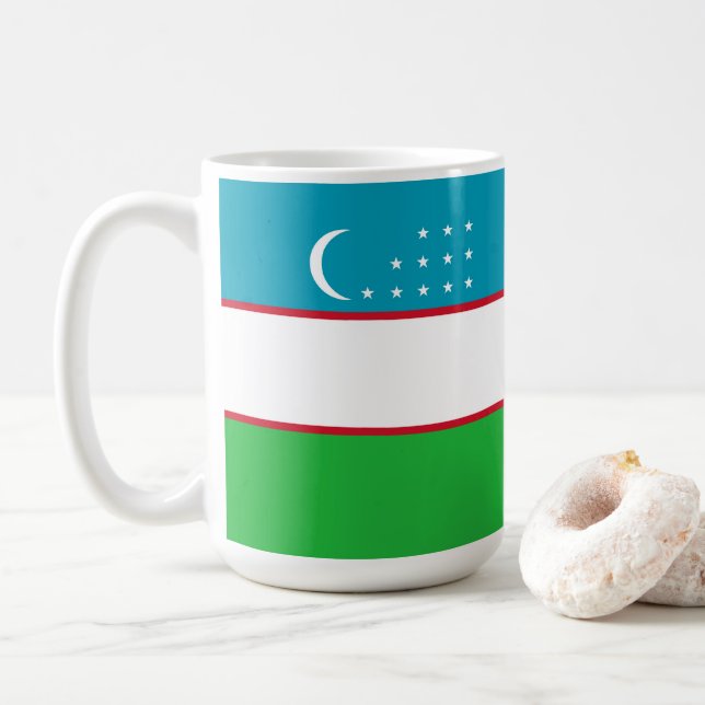 Usbekistan-Flagge Kaffeetasse (Mit Donut)