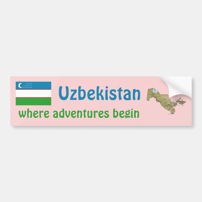 Usbekistan-Flagge + Karten-Autoaufkleber Autoaufkleber (Vorne)