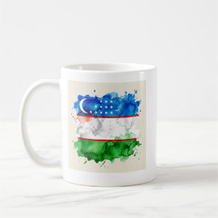 Usbekistan-Flagge   Offizielles usbekisches Emblem Kaffeetasse