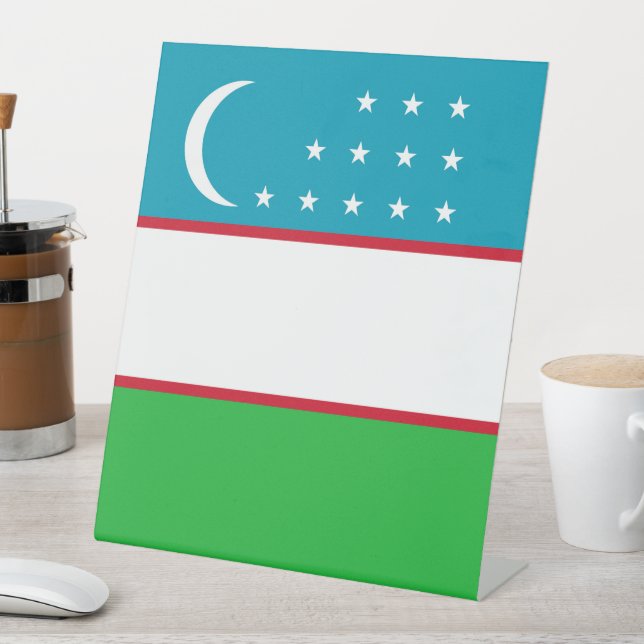 Usbekistan-Flagge Sockelschild (In Situ)
