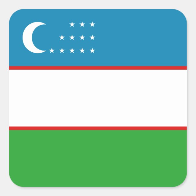 Usbekistan-Flaggen-Aufkleber Quadratischer Aufkleber (Vorderseite)