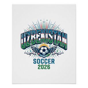 Usbekistan Fußball 2026 Fußball Fett Land Typograf Poster