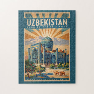 Usbekistan Kamel Illustration Reise Kunst Vintage