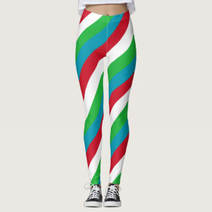 Usbekistan - Nationale Flaggenfarben diagonal gest Leggings