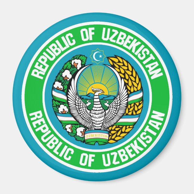 Usbekistan Runde Emblem Magnet (Vorne)