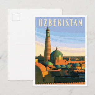Usbekistan Vintage-Reise Postkarte