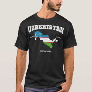 Usbekistans Flagge und Karte Usbekistan koordinier T-Shirt