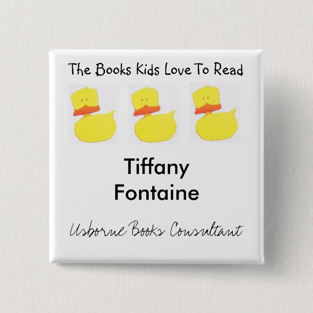Usborne bucht Enten-Namensschild Button (Vorderseite)