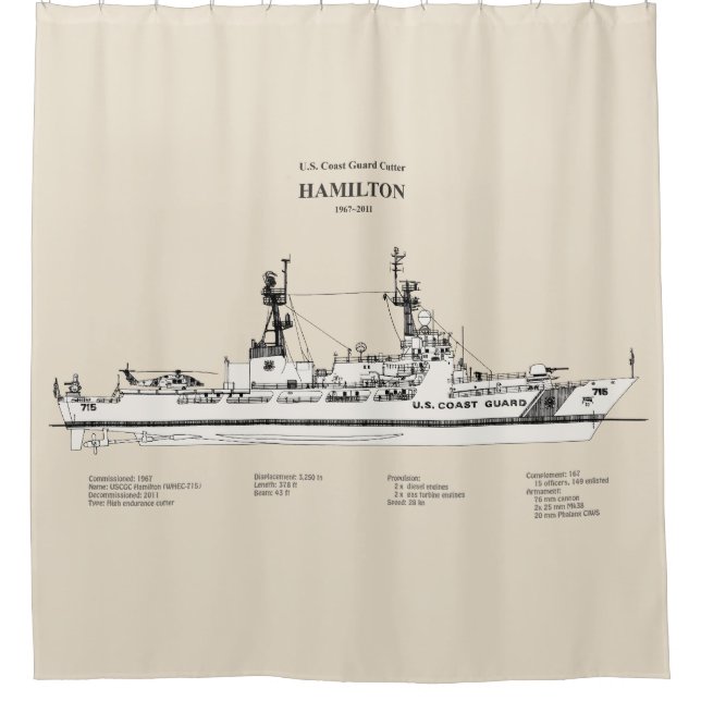 USCG Cutter Hamilton Whec-715 - SBD Duschvorhang (Vorderseite)