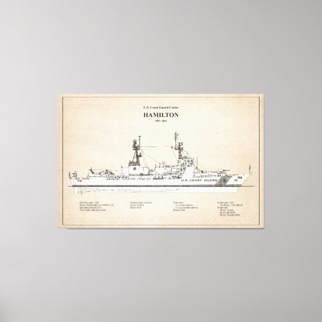 USCG Cutter Hamilton Whec-715 - SBD Leinwanddruck (Vorderseite)