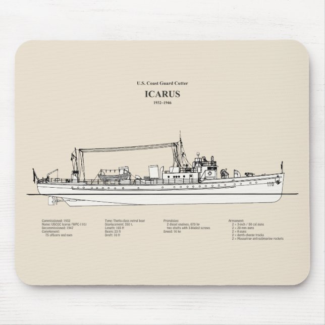 USCG Cutter Icarus wpc-110 - SBD Mousepad (Vorne)