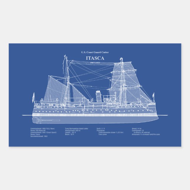 USCG Cutter Itasca - ABD Rechteckiger Aufkleber (Vorderseite)