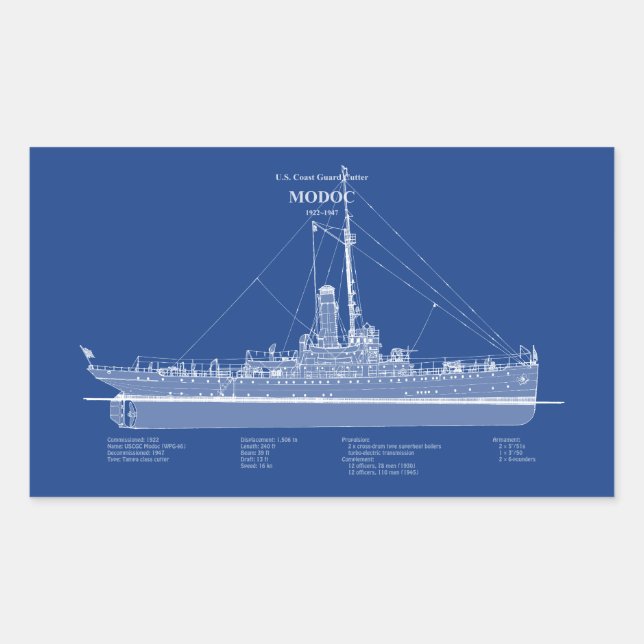 USCG Cutter Modoc wpg-46 - ABD Rechteckiger Aufkleber (Vorderseite)