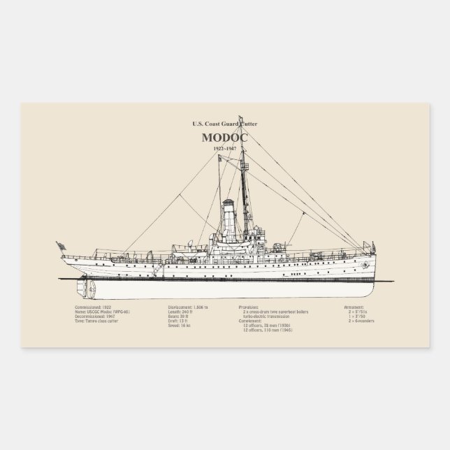 USCG Cutter Modoc wpg-46 - SBD Rechteckiger Aufkleber (Vorderseite)