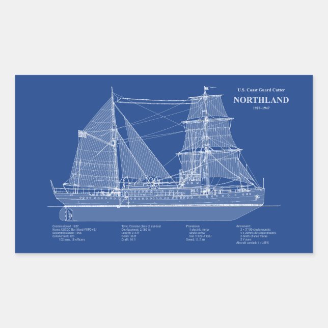 USCG Cutter Northland wpg-49 - ABD Rechteckiger Aufkleber (Vorderseite)