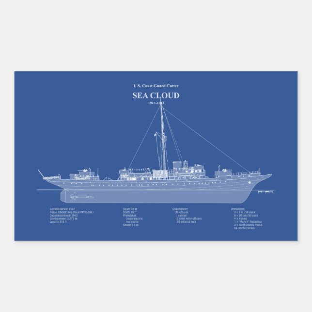 USCG Cutter Sea Cloud wpg-284 - ABD Rechteckiger Aufkleber (Vorderseite)