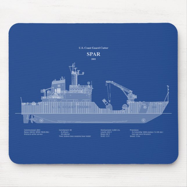 USCG Cutter Spar wlb-206 - ABD Mousepad (Vorne)