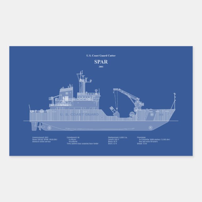USCG Cutter Spar wlb-206 - ABD Rechteckiger Aufkleber (Vorderseite)