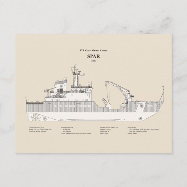 USCG Cutter Spar wlb-206 - SBD Postkarte (Vorderseite)