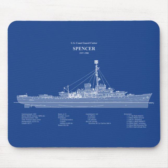 USCG Cutter Spencer wpg-36 - ABD Mousepad (Vorne)