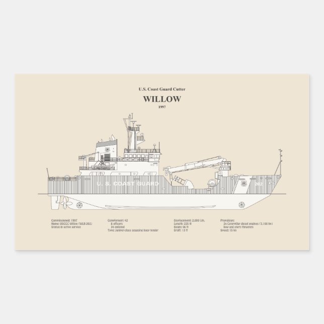 USCG Cutter Willow wlb-202 - SBD Rechteckiger Aufkleber (Vorderseite)