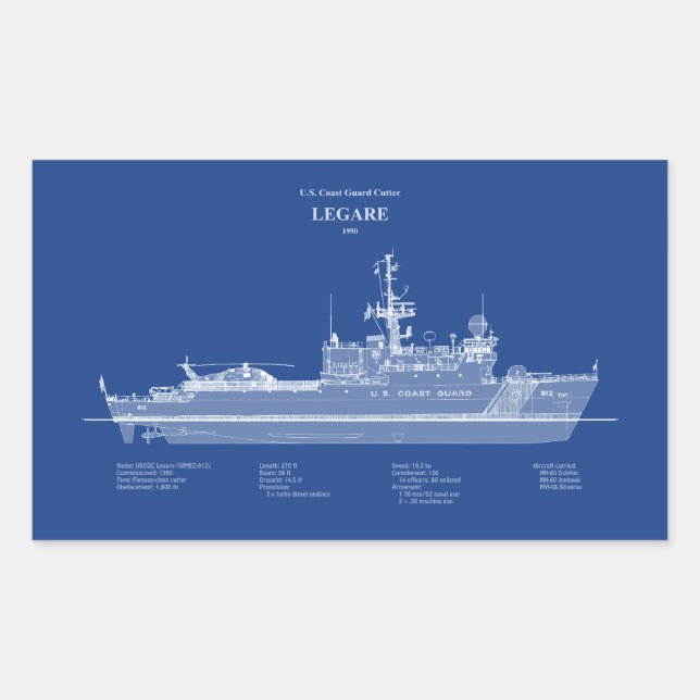 USCG Legare wmec-912 - ABD Rechteckiger Aufkleber (Vorderseite)