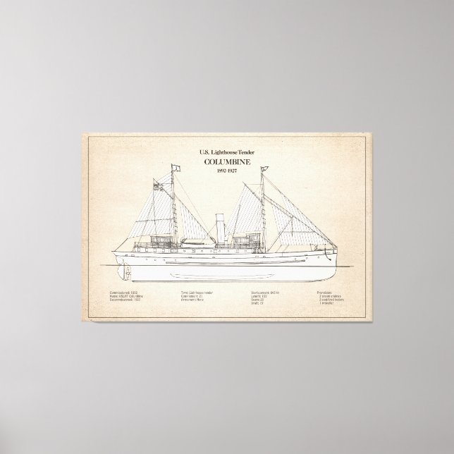 USCG Leuchtturm Zender Columbine - SBD Leinwanddruck (Vorderseite)