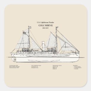 USCG Leuchtturm Zender Columbine - SBD Quadratischer Aufkleber