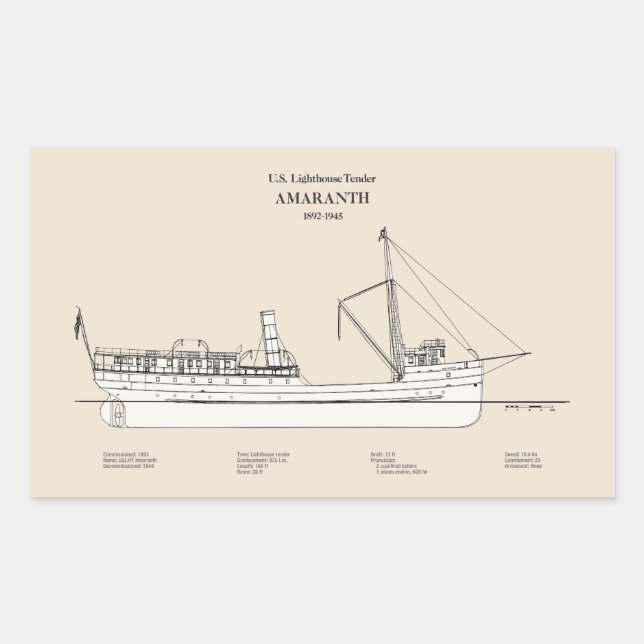 USCG Lighthouse Tender Amaranth - SBD Rechteckiger Aufkleber (Vorderseite)