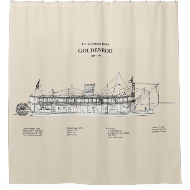 USCG Lighthouse Tender Goldenrod - SBD Duschvorhang (Vorderseite)