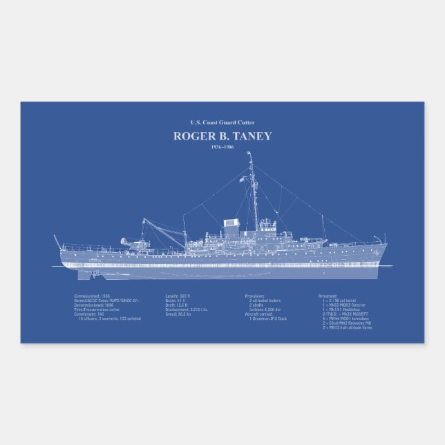 USCG Roger B. Taney Whec-37 - ABD Rechteckiger Aufkleber (Vorderseite)