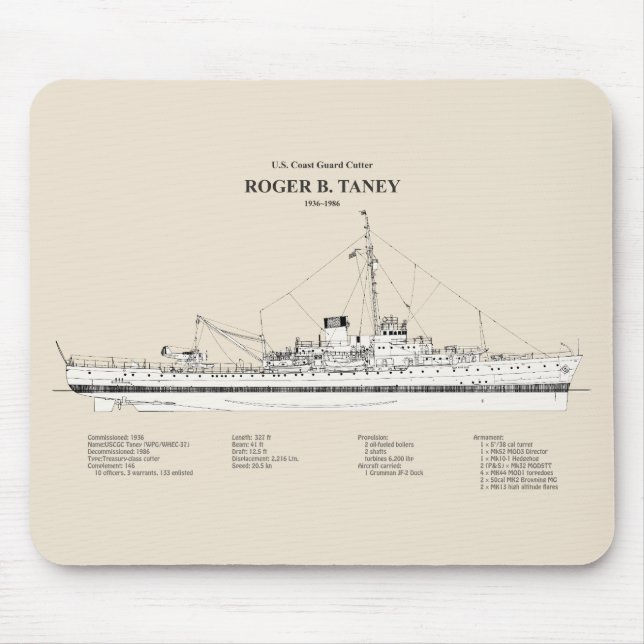 USCG Roger B. Taney Whec-37 - SBD Mousepad (Vorne)
