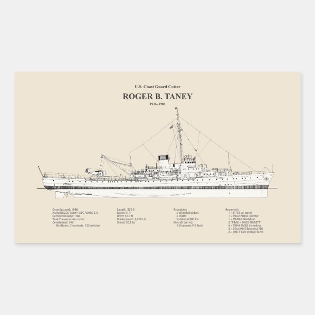 USCG Roger B. Taney Whec-37 - SBD Rechteckiger Aufkleber (Vorderseite)