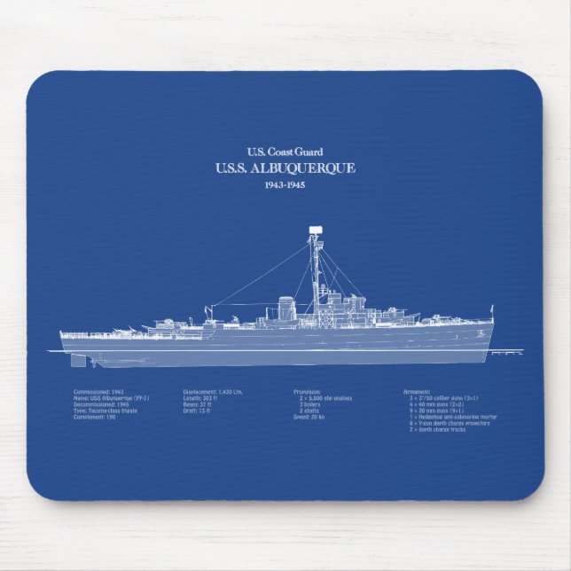USCG USS Albuquerque PF-7 - ABD Mousepad (Vorne)